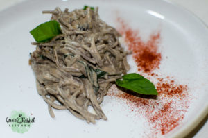 Vegan Creamy Black Buckwheat Spaghetti