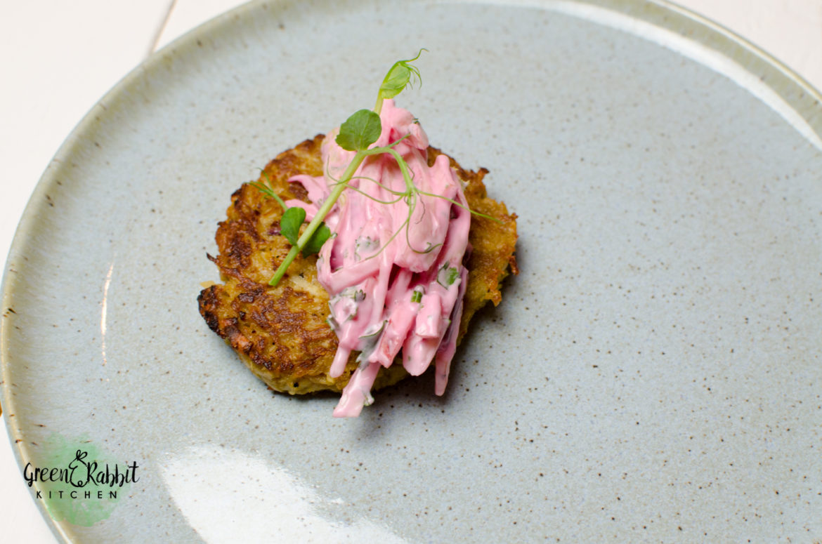 Vegan Celeriac and Red Grapes Fritters